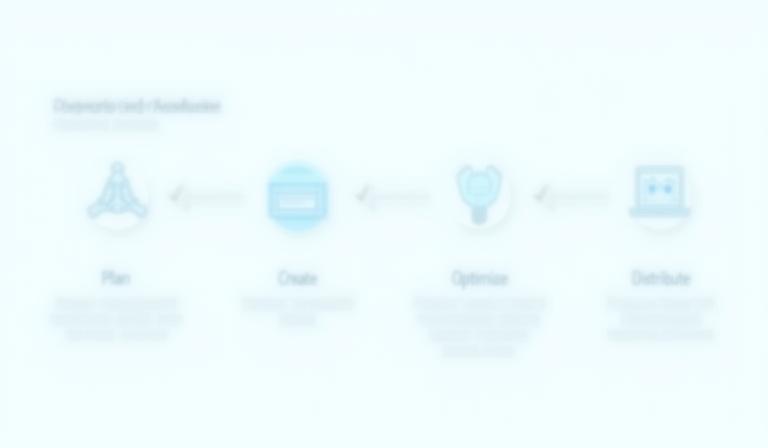 Diagram illustrating the four steps of the Narrative Navigator Pro workflow: Plan, Create, Optimize, Distribute